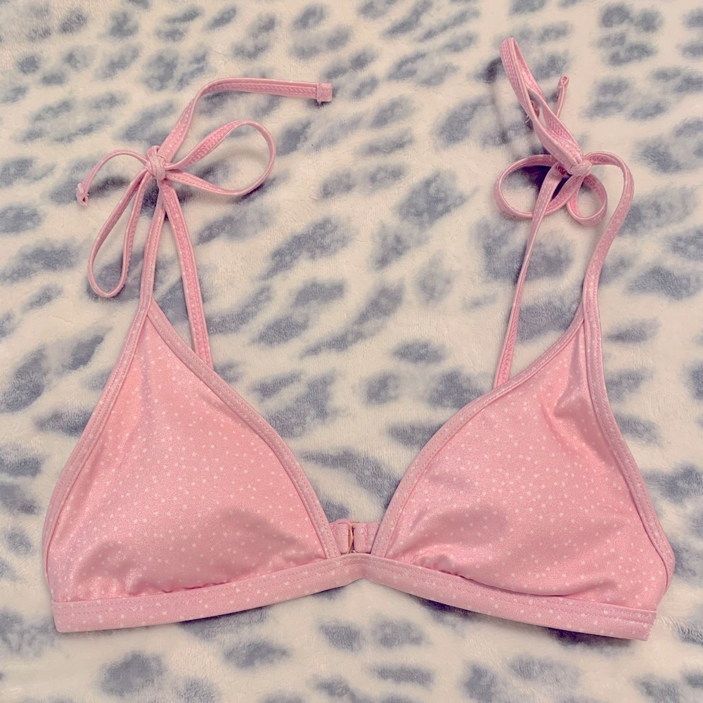 LA Hearts pink polka dot swim top